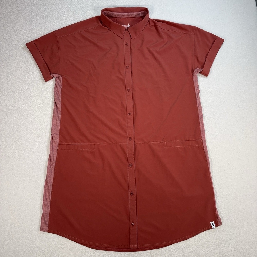Smartwool Merino Sport 150 Dress Shirt Women's XL Red Wool Pockets Lightweight